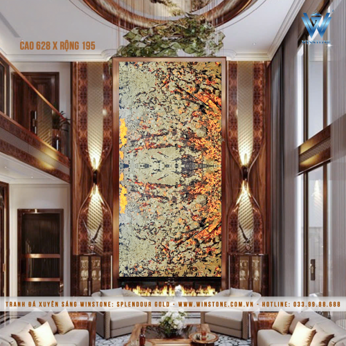 Tranh Đá Xuyên Sáng Spendour Gold  Ghép 2 Tấm Thông Tầng